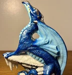 Hand Painted 8.5"H Ceramic Blue Ice Dragon Statue Figure Fantasy Decor. Fixed Price $50.00.
