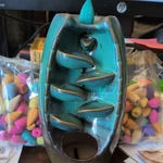 Waterfall Incense Holder Backflow Inscent Cone Burner Handcraft Ceramic Blue. Fixed Price $10.00.