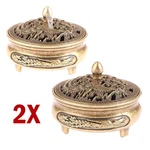 2X Vintage Incense Burner Charcoal Holder Antique Spiritual Brass Golden. Fixed Price $10.99.