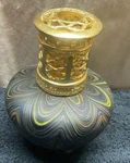 La-tee-da Effusion Catalytic Fragrance Lamp Iridescent Blue Art Glass Base. Fixed Price $48.00.