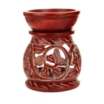 Oil Diffuser - Red Soapstone Burner Round Leaves 3.25". Fixed Price $25.76.