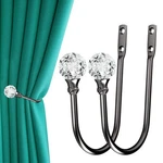 Curtain Holdback, 2PCS Wall Mounted Drapery Tiebacks With Clear Crystal Ball,. Fixed Price $19.69.