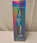Urban Shop 16"MOTION Volcano Lava Lamp, White Wax In Blue Liquid, Silver. Fixed Price $35.00.