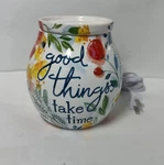 Wax Warmer Good Things Take Time Ceramic Electric Scentsational Full Size Works. Fixed Price $15.00.