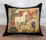 Paines Maine Balsam Fir Filled Tapestry Black Velvet Pillow Horses Equestrian. Fixed Price $18.99.