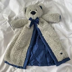 Scentsy Boo The Bear Blankie Buddy Lovey Security Blanket Gray Navy Blue Satin. Fixed Price $34.95.