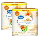Great Value Automatic Air Freshener Spray Refill, Hawaiian, 4 Pieces. Fixed Price $13.99.