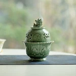 Zen-style Incense Burner (celadon), Ceramic Holder Featuring Lion S.... Fixed Price $41.79.