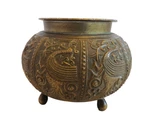 Vintage Antique Engraved Indian Tibet Brass Incense Burner Vase Planter. Fixed Price $495.00.