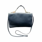 Vintage Ande Navy Blue Leather Crossbody Clutch Gold Bar Handle. Fixed Price $54.00.