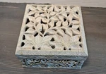 Soapstone Jewelry Trinket Box Novica Keepsake India Hand-carved Off White. Fixed Price $19.00.