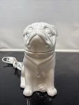 Scentsy White Crackle Glaze Finish Ceramic Pug Dog Wax Warmer. Fixed Price $45.00.