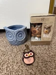 Set Of 3 Owl Items -oak & Rye Accent Wall Plug Was Warmer, Keychain, Planter New. Fixed Price $12.99.