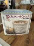 Vintage 90'S Rival Potpourri Mini Crock Blue Heart Geese Country Floral. Fixed Price $50.00.