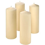 Unscented Pillar Candles - Set Of 4 Vanilla 3X9 Slow Burning.... Fixed Price $49.80.