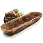 Wooden Dough Bowl For Decor - 17 In Long Hand Carved Paulownia, Large Rust. Fixed Price $45.82.