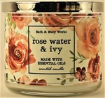 Bath & Body Works White Barn Rose Water Ivy 3 Wick 14.5 Oz Scented Candle. Fixed Price $18.97.