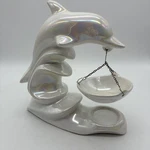 Vtg Marex Poland Iridescent White Pearl Dolphin Ceramic Oil&wax Tealight Warmer. Fixed Price $18.00.