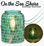 On The Seashore Scentsy Warmer Green Blue Mosaic Glass Beach Wax Burner Glow New. Fixed Price $74.34.