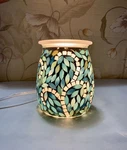 Intertek Glass Swirl Mosaic Fragrance Wax Melt Or Oil Warmer Lamp Night Light. Fixed Price $28.00.