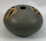 Stoneware Incense Burner Green Leaf & Plant Design Signed Vintage. Fixed Price $15.00.