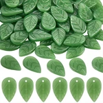 Box 120PCS Green Glass Leaf Charms Beads With Holes Handmade Leaves Shaped Lam. Fixed Price $16.81.