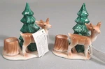 Red Shed Porcelain Coated Cast Iron Candle Holders 2 Deer Christmas Tree Nwt. Fixed Price $13.00.