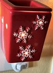 Tuscany Candle Fragrance Melt Outlet Wax Warmer Red Ceramic Snowflakes. Fixed Price $9.99.