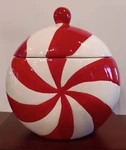 2024 Target Bullseye Ceramic Red White Peppermint Christmas Canister Candy Jar. Fixed Price $22.50.