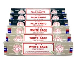 Satya Incense Sticks Cleansing Set: White Sage & Palo Santo 6 15 Gm Boxes.. Fixed Price $9.95.