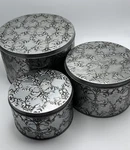 Silver Tins Round Hobby Lobby 3 Piece Set Stackable Storage Trinket Containers. Fixed Price $18.99.