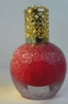 La- Tee- Da ! Sand Crystal Red Lattice Crown Gold Fragrance Lamp. Fixed Price $22.00.