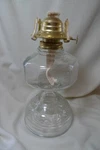 Vintage Hurricane Pedestal Oil Lamp Clear Pressed Glass Vine Scroll 9 In.. Fixed Price $14.99.