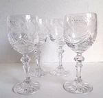 Barski Hand Cut Crystal Heavy Wine Glass, Europe, New, Labelled, 6.5", Set Of 4. Fixed Price $105.00.
