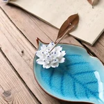 Corciosy Incense Stick Holder Decorative Ceramic Lotus Burner, Sky Blue. Fixed Price $19.95.