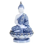 Ice Armor 6" Blue And White Thai Buddha On Lotus Seat Statue Feng Shui Deco.... Fixed Price $45.04.