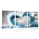 Bedroom Wall Ocean Wave Painting Love Sign Decor Framed Artwork Bath.... Fixed Price $37.57.