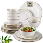 Ceramic Dinnerware Set 24 Pcs Service For 8 Pearl White Diamond GDW019LX Gbhome. Fixed Price $209.99.