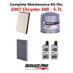 2007 Chrysler 300 5.7L Complete Oil, Air & Cabin Filter Kit (5W-20). Fixed Price $109.95.