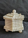 Vintage Faux Pearl Craft Hobby Lined Trinket Box W Lid. Fixed Price $15.00.