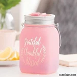 Scentsy Grateful Thankful Blessed Purple Mason Jar Wax Warmer Euc. Fixed Price $38.58.