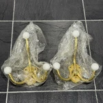 Vintage Metal Triple 3 White Porcelain Knobs Coat Hook Wall Hanger Set Of 2 Nos. Fixed Price $29.99.