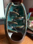 Waterfall Incense Holder Backflow Inscent Cone Burner Handcraft Ceramic Blue. Fixed Price $23.11.