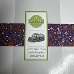 Scentsy Blue Retro Truck & Pumpkin Lid Wax Warmer New Box. Fixed Price $66.99.