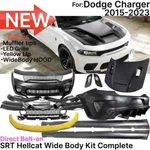 Fit 15-23 Dodge Charger Widebody Whole Bumper Side Skirt Black Diffuser Kit Hood. Fixed Price $2499.00.
