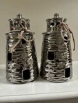 Set Of 2 New Silver Lighthouse Figuerine Gc Naturals Potpourri Sachet Holders. Fixed Price $17.99.