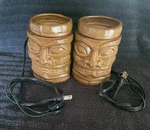 Pair Tiki Face Electric Wax Warmers Luau Tropical Plug In Lights Retired Scentsy. Fixed Price $43.99.