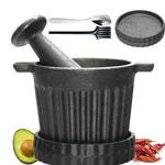 Aurionix Cast Iron Mortar And Pestle & Garlic Grater Plate Set, BLACK-01. Fixed Price $31.95.
