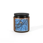 Blue Jay In Branches Candle Soy Amber Jar, Woodland Nature Scent. Fixed Price $22.90.