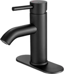 Voton Matte Black Bathroom Faucet, Single Handle Sink W/ Deck Plate. Fixed Price $21.99.